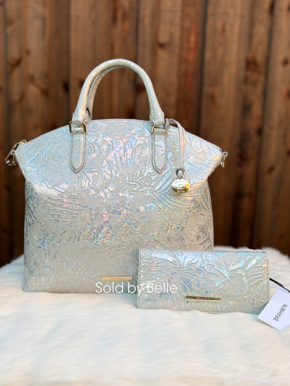 NWT Brahmin Large Duxbury & Ady Wallet Silver Serenade SET